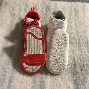 Girls Stride Rite Polka Dot Red Minnie Mouse  and White Sneakers